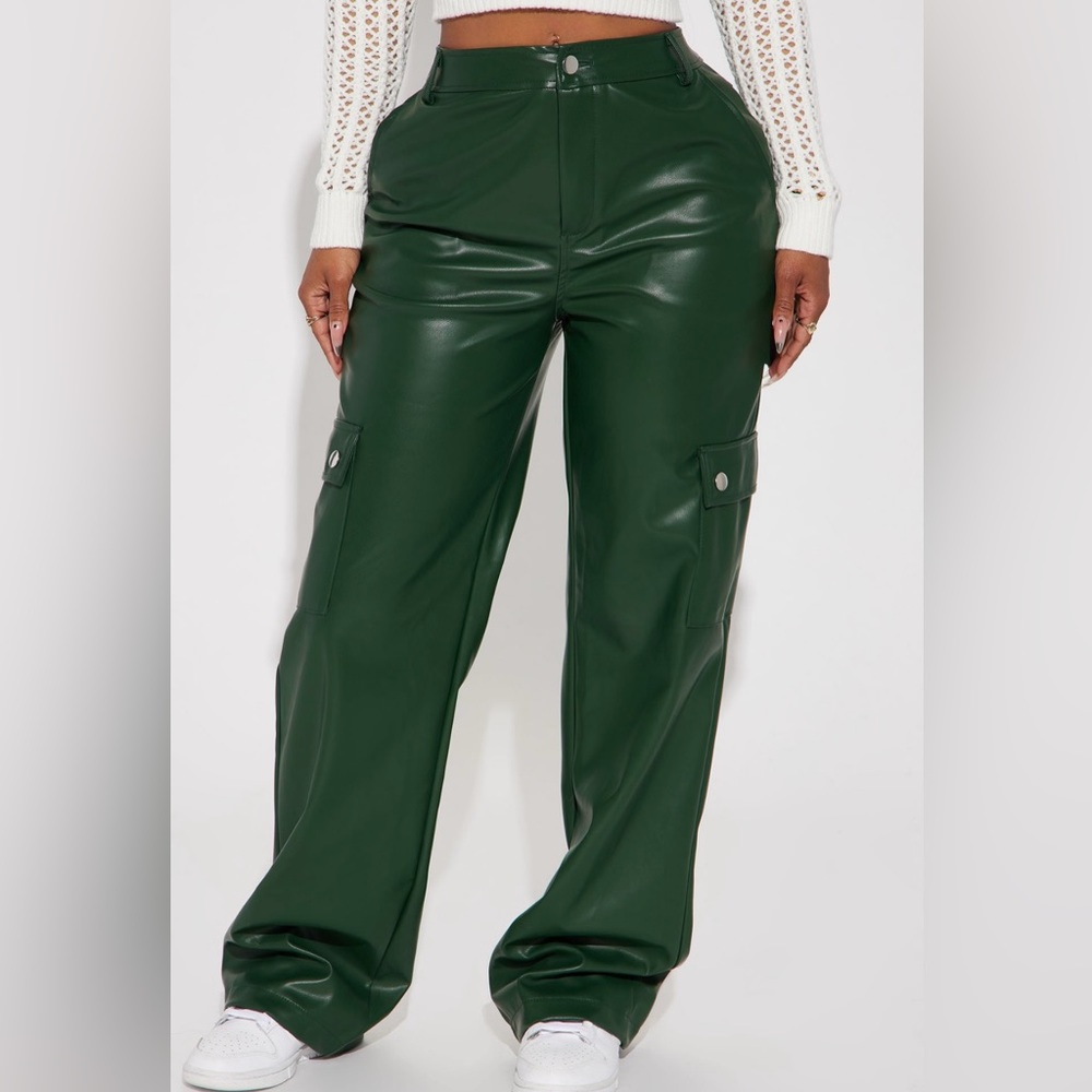 green leather cargos